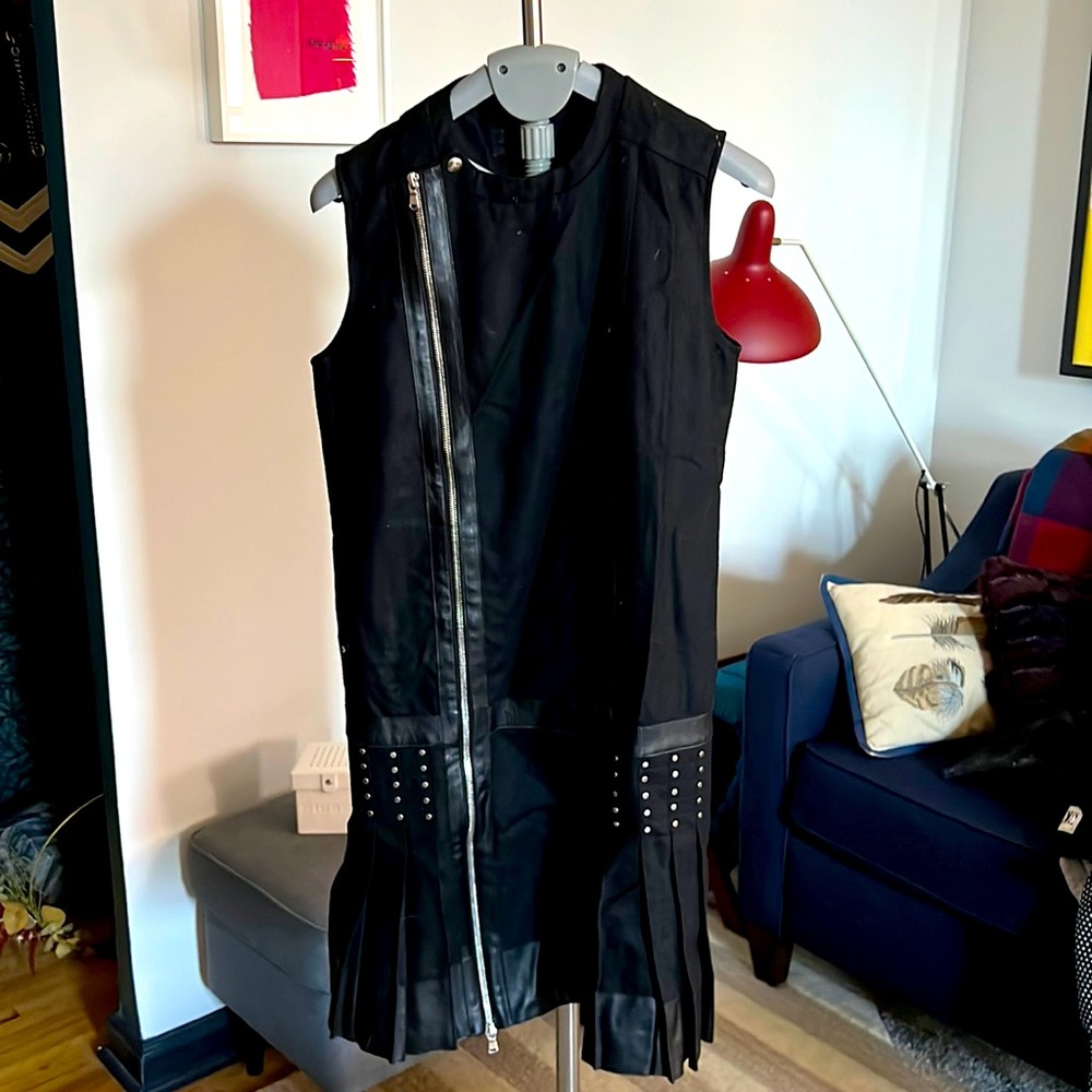 Diesel Black Gold wool dress with leather detail. Never worn